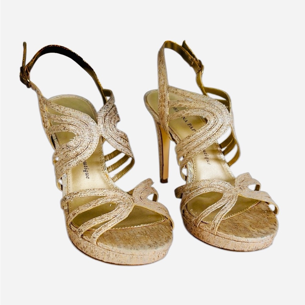 Adrianna Papell Gold Glitter Heels